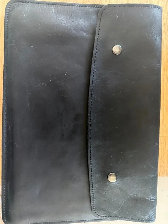 Black Leather Men's Snap-Closure Portfolio - Picture 1 of 1